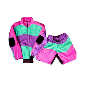 Ensemble deux pièces streetwear d'été pour hommes en gros : veste coupe-vent en nylon et short avec logo brodé flamme, survêtement brodé - Product Image 3