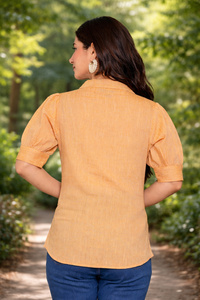 Jaipur Moda Anaya I Womens <b>Peach</b> Premium Cotton Woven Slub Peplum <b>Top</b> Sweet Comfortable Casual Office Wear for Daily Wear - Product Image 2
