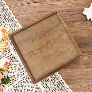 Khadim Handicrafts Classic Wooden Wedding Invitation Box Custom Embossed Engraving <b>USB</b> 2.0 <b>Flash</b> <b>Drive</b> Gift Organizer for Bride - Product Image 5