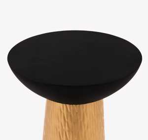 Best In Class Modern <b>Round</b> Coffee <b>Table</b> With <b>Gold</b> Textured Base And Black Top For Living Room Furniture - Product Image 2