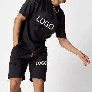Conjunto de Camiseta y Pantalones Cortos de Algodón Negro para Hombre Jaffico International, Ropa Casual Transpirable de Verano con Estampado de Calaveras y Logotipo Streetwear - Product Image 2