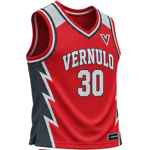 Conjunto de Uniforme de Baloncesto Personalizado para Hombre, Rojo y Negro, Jersey sin Mangas con Cuello en V y Pantalones Cortos con Paneles Laterales con Diseño de Rayo, Números de Equipo, Kits al por Mayor - Product Image 4