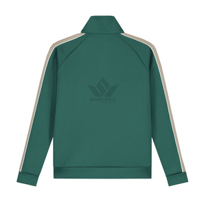 Men's Green Full Zip Tracksuit Set Solid Color Jacket and <b>Jogger</b> Pants with <b>White</b> Side Stripes Breathable Polyester - Product Image 3