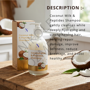 Champú de leche de coco y péptidos hidratante para todo tipo de cabello Champú unisex de leche de coco y péptidos nutritivo en profunda profundidad - Product Image 5