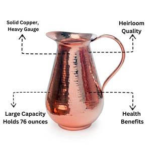 Ensemble de carafes en cuivre pour collection de maison élégante, service à eau en métal avec verres, durable et réutilisable pour cuisine et salle à manger - Product Image 3