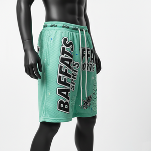 <b>Men</b> Premium Polyester Mesh <b>Shorts</b> 160 GSM Breathable Mint Color <b>Patch</b> Panel Screen Print Custom Logo Workout Mesh <b>men's</b> <b>shorts</b> - Product Image 3
