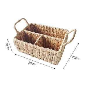 Best Sale 2026 Vietnam <b>Wicker</b> Storage <b>Basket</b> Natural Water Hyacinth Rectangular Serving Tray <b>Handle</b> Home Decorative Serving Tray - Product Image 3
