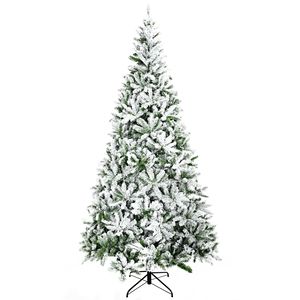 9ft Tall Unlit Snow Flocked Pine Artificial Christmas Tree with Realistic Green Branches - Product Image 1