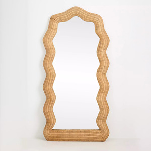Miroir élégant et pratique à prix abordable, accessoire de maison en rotin, miroir sur pied pleine longueur. - Product Image 3