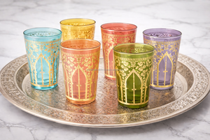 Ensemble de 6 tasses à thé marocaines multicolores pastel / tasses à thé arabes - Product Image 1