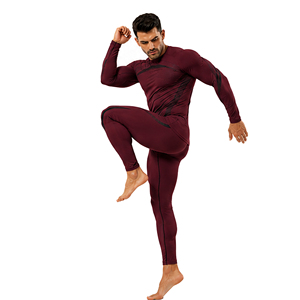 Ensemble de vêtements de sport pour homme, t-shirt à manches longues et leggings de compression personnalisés, séchage rapide, extensible, pour la salle de sport, la remise en forme, l'entraînement sportif - Product Image 5