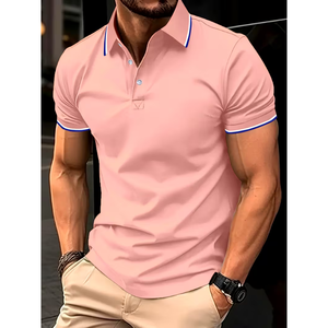 Camisa Polo Cómoda para Hombre |   Camisa Clásica con Cuello de Solapa y Botones, Estilo Casual, Manga Corta, Color Sólido - Product Image 1