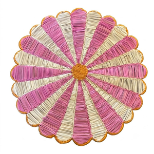 Set de table en raphia tressé à la main en forme de fleur, dessous de plat en paille naturelle, écologique, résistant à la chaleur, pour mariage bohème - Product Image 3