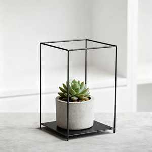 Triple Square White Ceramic Planter <b>Pot</b> Set <b>Rectangular</b> Black Iron Wire Frame Stand Desktop Succulent Cactus Flowerpot Rack - Product Image 3