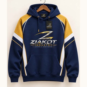 Wholesale Direct Ziakot Industry Custom Stitched <b>Navy</b>-Gold White Sports Pullover <b>Sweatshirt</b> Hoodie - Product Image 1