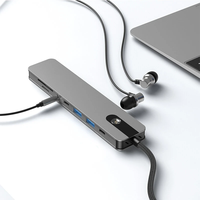 Hub Multiport USB C 8in1 HDMI2.0 4K60Hz USB3.0 5Gbps Transfer Cepat PD100W Pengisian Daya Cepat Jack Audio 3.5mm Pembaca Kartu ST/TF