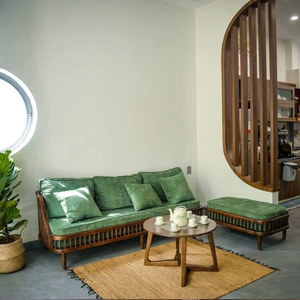 Tapis tissé en jacinthe d'eau style bohème, en fibres naturelles, pour la décoration de salon, chambre et intérieurs élégants - Product Image 4