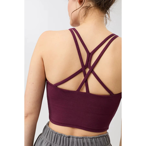 Top Corto sin Mangas para Mujer, Color Sólido, Cuello Redondo, Transpirable, de Spandex y Poliéster, para Yoga - Product Image 2