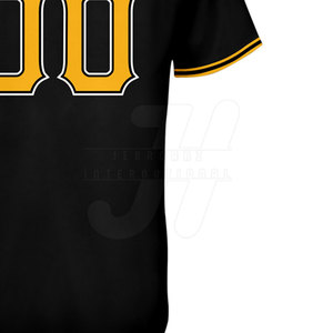 Camiseta de Béisbol Personalizada para Hombre, Ecológica, 100% Poliéster, Negra y Amarilla, Nombre del Equipo 00, Impresión Digital, Manga Corta, Cierre de Botones, Deportiva - Product Image 4
