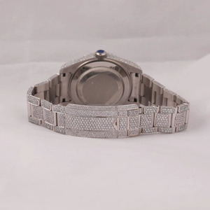 Harmonic Jewels Luxury Unisex Stainless Steel Quartz <b>Watch</b> Dial Analog Date Display Sapphire Crystal <b>Diamond</b> Encrusted 20mm 41mm - Product Image 4