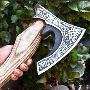oem custom design hatchet Wooden handle splitting <b>axe</b> Handcrafted firewood hatchet Premium <b>wood</b> splitting tool - Product Image 2