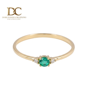 Anillo de Oro Amarillo Sólido de 14 Quilates de Último Diseño con Diamante Cultivado en Laboratorio y Esmeralda Colombiana Cultivada en Laboratorio para Mujer, Regalo para Cualquier Ocasión - Product Image 1