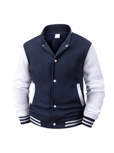 Blouson universitaire pour homme en laine écologique/polyester, doublure en laine, coupe-vent, blocs de couleur, col montant, fermeture boutonnée recouverte, coupe classique - Product Image 4