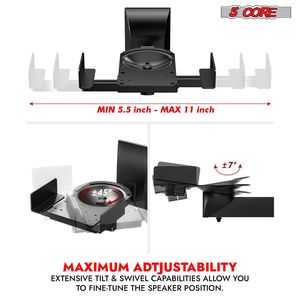 Supporti Girevoli Regolabili a 180 Gradi per Libreria WST 04-11 Coppia Modello D0100H5JXD8 Mensola per Altoparlanti da Parete da 11 Pollici - Product Image 5