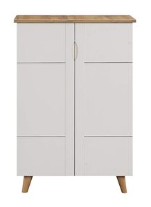 Zapatero de madera de ingeniería de 2 puertas Saleem International (roble Wotan y blanco). Acabado Mate - Product Image 4