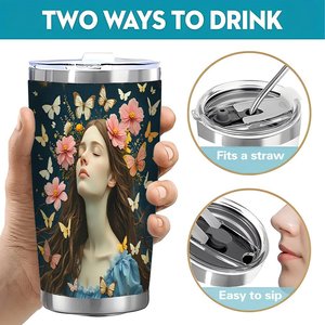 Stainless Steel Tumbler 20oz Double Wall Glossy Finish Reusable Drink <b>Cup</b> For Home Daily Use - Product Image 5