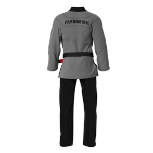 Gray BJJ <b>Kimono</b> 100% Polyester Moisture Wicking Regular Fit Adult Unisex Martial Arts Wear With Front Logo Printing - Product Image 2