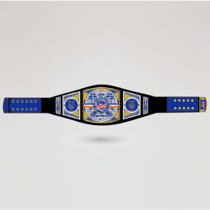 Cinturón de Campeonato de Lucha Libre de los New York Mets, Correa Negra, Metal Azul y Dorado, Cuatro Placas Laterales, Personalizable, Equipo Deportivo - Product Image 1