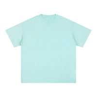 Kaos Pria Lengan Pendek Biru Muda O-Neck 100% Katun Jersey Regular Fit Kasual Warna Solid Polos Rajutan