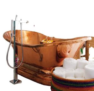 Baignoire autoportante en cuivre, baignoire en métal irrégulière, fait main, cuve profonde pour salle de bain moderne et rustique - Product Image 2