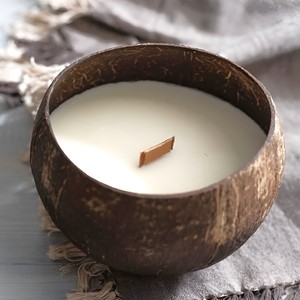 Top rated home decor eco-friendly natural coconut shell <b>candle</b> custom made coco bowl <b>candles</b> - Product Image 1