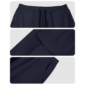 Men's Navy Blue <b>Cargo</b> Sweatpants Elastic Waist Drawstring Multiple Pockets Casual Cotton Pants Autumn Wear - Product Image 5