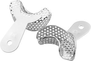 Juego Profesional de 2 Bandejas Metálicas para Impresiones Dentales |   Kit de Soporte para Dientes Superiores e Inferiores de Acero Inoxidable Estilo Anterior - Product Image 2