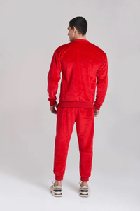 Chándal Unisex Rojo de Terciopelo con Capucha, Diseño 2 en 1, Cremallera Completa, Bolsillos Laterales, Ropa Urbana para Otoño - Product Image 5