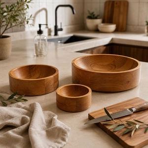 Tazón de Madera Estilo Vintage Hecho a Mano para Mesa de Comedor y Decoración del Hogar - Product Image 3