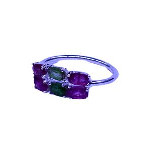 Wedding Wear 925 Sterling Silver Gold Plated Jewelry Multi Tourmaline Gemstone Women Wear Classic <b>Ring</b> - Product Image 2