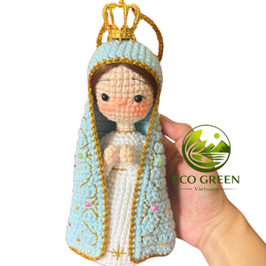 Figura de la Virgen María Tejida a Crochet, Muñeca Religiosa Hecha a Mano, Rosario Católico, Corona, Decoración para el Hogar, Altar, Regalo - Product Image 1