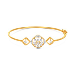 Brazalete de Oro de 18K con Diamantes Florales |   Pulsera de Oro con Diseño Geométrico Calado para Mujer - Product Image 2
