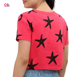 เสื้อยืดครอปพิมพ์ลายตามสั่งสำหรับผู้หญิง แขนสั้น คอกลม สไตล์ลำลอง ผ้าฝ้ายเจอร์ซีย์ 100% ระบายอากาศได้ดี เหมาะสำหรับใส่ในฤดูใบไม้ผลิและฤดูร้อน - Product Image 4