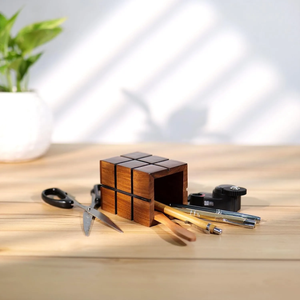 Wood Pen Stand Pencil Cup-Calendar Feature Makeup Brush Holder <b>Desk</b> Organizer Art Deco Design for Wedding Back School FAIZA - Product Image 6