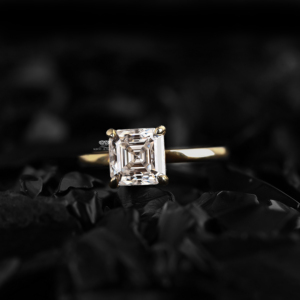 แหวนหมั้นเพชรทรง Asscher ตัวเรือนทอง 14K แหวนเพชรเม็ดเดี่ยวเรียบหรู แหวนเจ้าสาวสไตล์มินิมอล แหวนขอแต่งงานวินเทจ ของขวัญสำหรับเธอ - Product Image 1