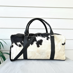 Bolsa de Viaje de Fin de Semana Plegable, Ligera y de Moda, de Cuero Genuino Estilo Western con Pelo, Cierre Resistente y Gran Capacidad de Almacenamiento - Product Image 5