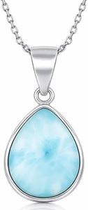 Collar de Larimar en Forma de Lágrima, Chapado en Plata de Ley 925, Colgante de Piedra Preciosa Natural, Regalo de Joyería para Mujer, Proveedor Mayorista - Product Image 5