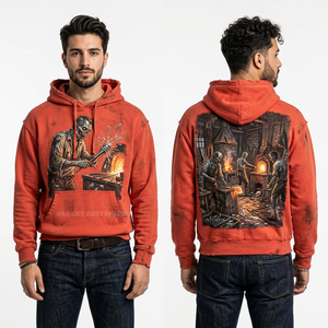 Sudadera con capucha amarilla con cremallera y efecto acid wash, estilo streetwear con gráfico de productor de música electrónica Undead, vintage para hombre, para DJ y estudio de sintetizadores - Product Image 2