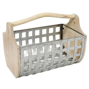 Carrito de metal galvanizado de diseño moderno con 4 compartimentos \ utensilio de picnic de cocina de granja rústica Holderh - Product Image 3