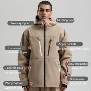 Veste de ski unisexe personnalisée, imperméable, respirante, coupe-vent, chaude, avec matériau Goretex et fermeture éclair pour adultes, snowboard - Product Image 3